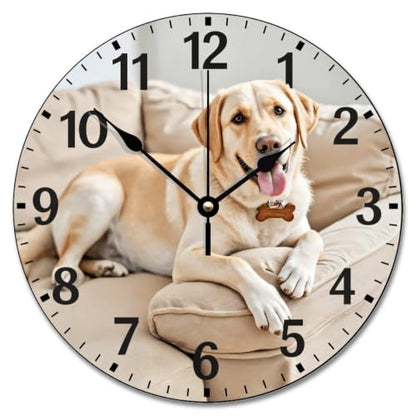 Labrador Retriever Wall Clock Yellow Lab Dog Wooden Wall Clock - color: Style-5, size: 12 Inch