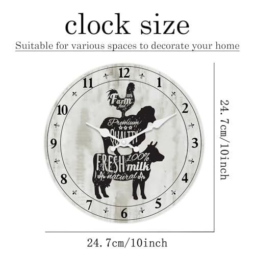 Small Farmhouse Kitchen Wall Clock 10 Inch - color: Gray, size: 10 Inch