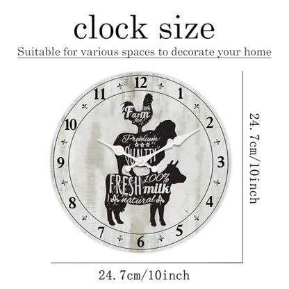 Small Farmhouse Kitchen Wall Clock 10 Inch - color: Gray, size: 10 Inch