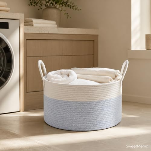 Extra Large Gift Basket Empty to Fill, 32L, Light Blue and White - color: White Blue, size: Large
