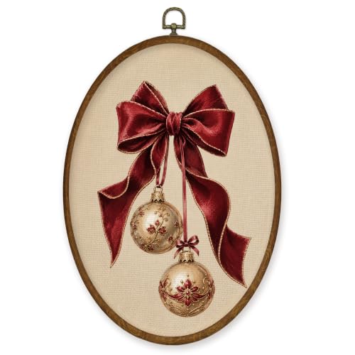 WULQYING Red Bows Christmas Bell Oval Wall Art Decor Print Home 8.6x11.4 - color: Color13