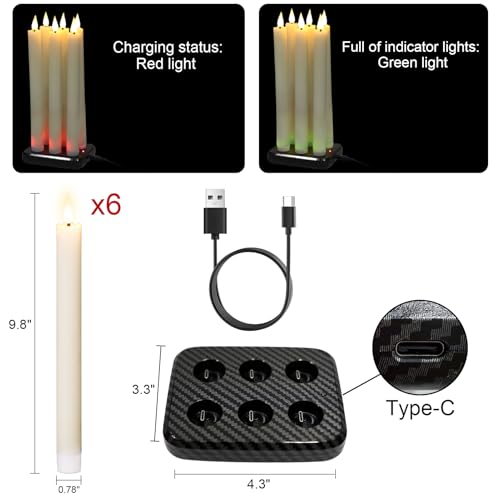 GenSwin Rechargeable Flameless Taper Candles Charging Base & 2 Remote Ivory - color: Ivory-A
