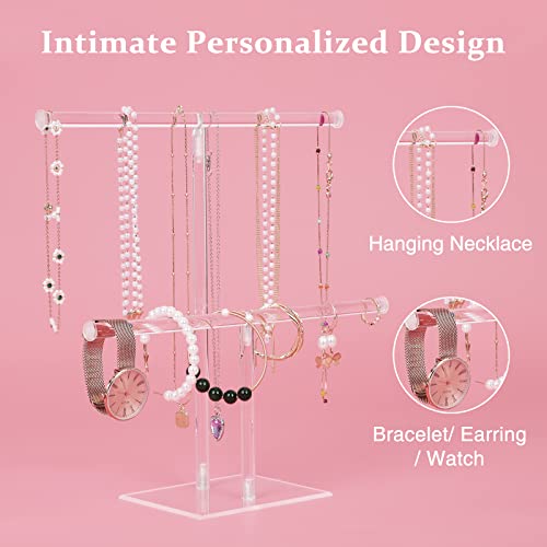 Acrylic Jewelry Stand, 2-Tier Necklace Holder, Jewelry Display Holder