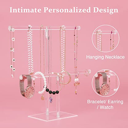 Acrylic Jewelry Stand, 2-Tier Necklace Holder, Jewelry Display Holder