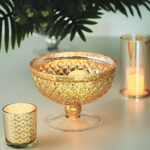 Efavormart 8" Mercury Glass Compote Vase, Pedestal Bowl for Wedding Floral Centerpiece Home Decor - Gold - color: Type5