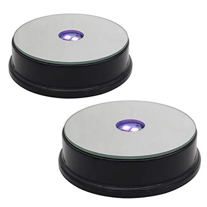 LED Black Display Base- Crystal Glass Art Statue Merchandise Display Stand- Multicolor Changing Light Display Stand Powered by 3 AAA Batteries （Pack of 2） - color: A-multicolor Light Balck Base