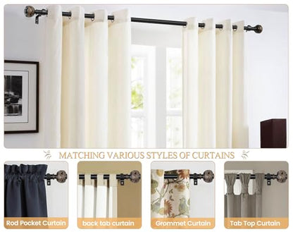 USFOOK Curtain Rods for Windows 66 to 120 Inch, Black, Leaf Finials - color: Black, size: 66-120"