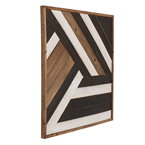 Kate and Laurel Ballez Shiplap Wood Plank Art, Black, White and Rustic Brown