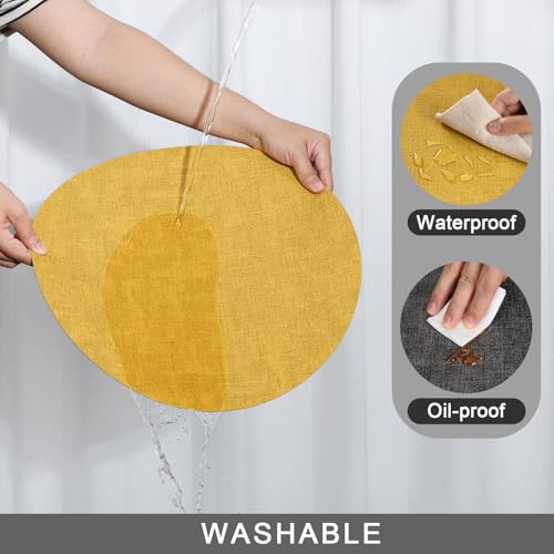 Myir JUN 14" Round Placemats Set of 4, Reversible Dual-Color Place Mats - color: Gray Yellow