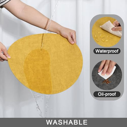 Myir JUN 14" Round Placemats Set of 4, Reversible Dual-Color Place Mats - color: Gray Yellow
