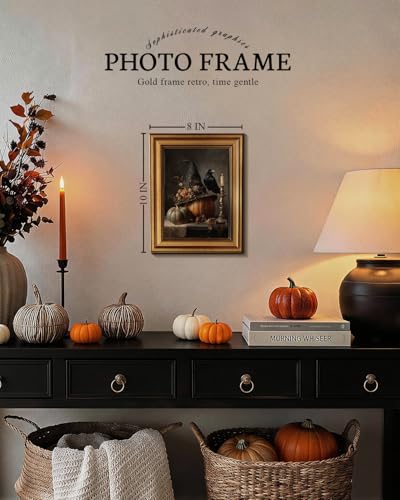 VIYYIEA Halloween Canvas Wall Art, Dark Academia Framed Artwork 10 x 8 Inch - color: Witch Hat, size: 10"L x 8"W