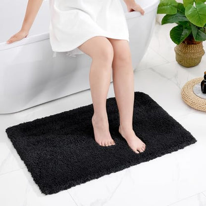 Disolla Black Bathroom Rugs 20x32, Non-Slip Plush Thick Bath Mat - color: Black, size: 1'8" x 2'8" (20''x32'' Bathroom Rug)