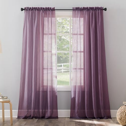 No. 918 Erica Crushed Sheer Voile Rod Pocket Curtain Panel, 51" x 95", Purple - color: Purple, size: 51"W x 95"L (Pack of 1)