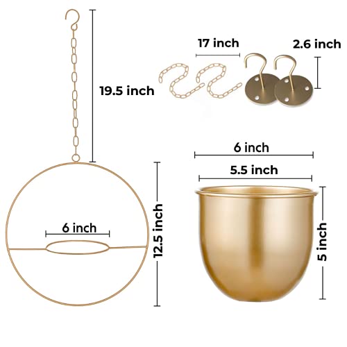 2 Pack Gold Hanging Planter with 5.5" Pot, Gold Plant Hanger - color: Gold X 2