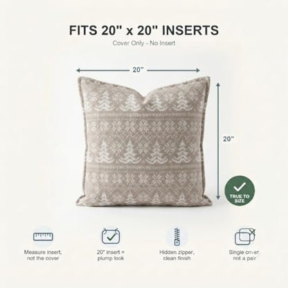 SanVia Designer Cotton Throw Pillow Covers 20x20 for Nooks, Beds & Sofas - color: Taupe Fair Isle, size: 20" x 20" (Pack of 1)