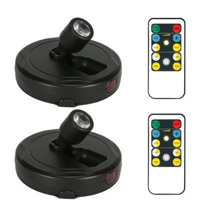 Wireless Spotlight Battery Operated, Indoor Plant Light, LED Puck Lights - color: Pure Black