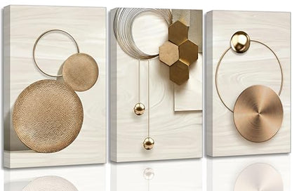 LAJDXSX 3 Pcs Abstract Gold Geometric Boho Canvas Wall Art 16x24in - color: Platinum Abstract-Canvas, size: 16x24 in