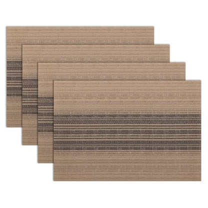 Winknowl Placemats, Set of 4 Heat Resistant Stain Resistant Woven Vinyl Insulation Place mats, Durable Washable Elegant Table Mats for Dining (Brown) - color: Black and Brown, size: Set of 4