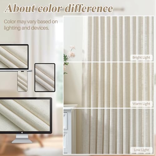 AUSSPVOCT Pinch Pleated Extra Wide Curtains for Living Room 84 Inch Long - color: Beige White, size: 70"W x 84"L (Pack of 1)