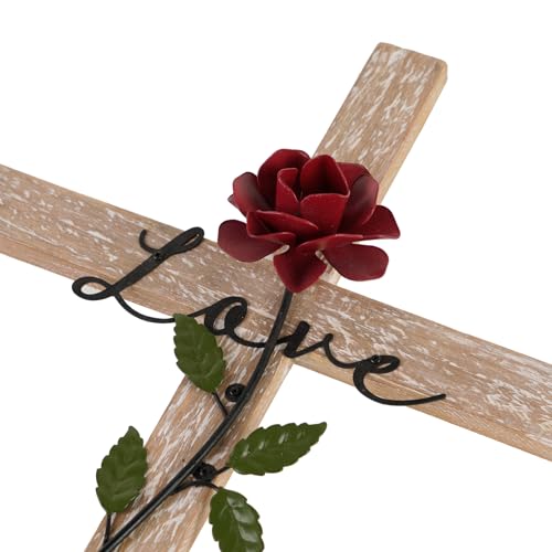 NIKKY HOME Wedding Cross, Wooden Wall Cross with Rose Love - color: Love