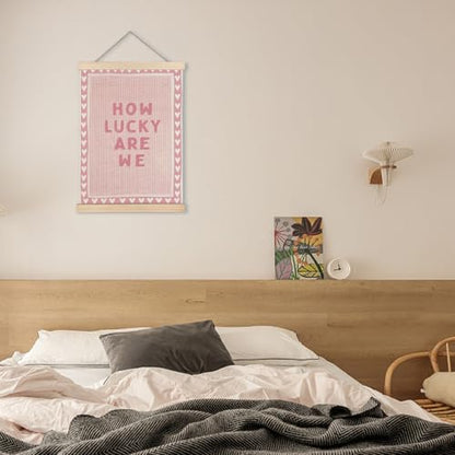 KAOWT Pink How Lucky Are We Wall Art Decor Gift,12x16 Inches - color: How Lucky