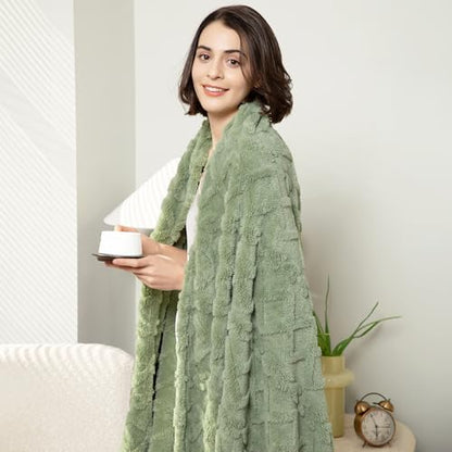 Aganear Fleece Throw Blanket for Couch Sofa 60"x80" Sage Green - color: Sage Green, size: Twin(60×80in)