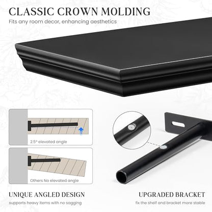 Fun Memories Floating Shelves, Black, 72 Inch Long, 9.3 Inch Deep, 1 Pack - color: Black, size: 72", Single