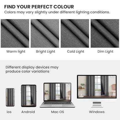 Faux Linen 100% Blackout Curtains, 42" W x 54" L (2 Panels) - color: Dark Grey, size: 42"W x 54"L (Pack of 2)