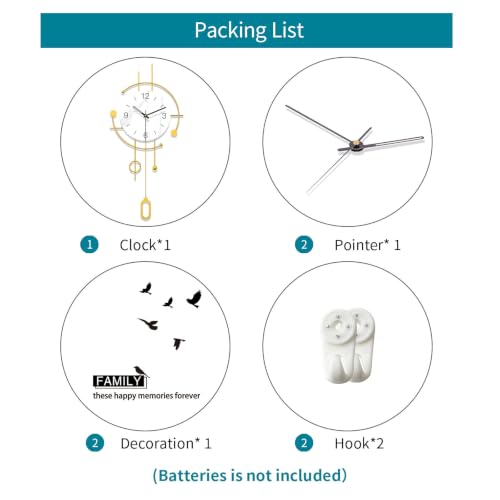 Wall Clocks for Living Room Decor Modern Silent Analog Wall Clock - style: Art Deco