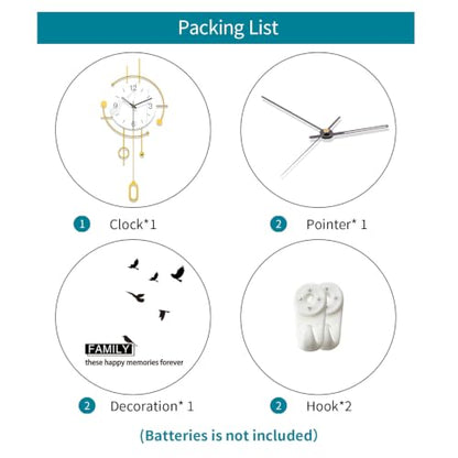 Wall Clocks for Living Room Decor Modern Silent Analog Wall Clock - style: Art Deco