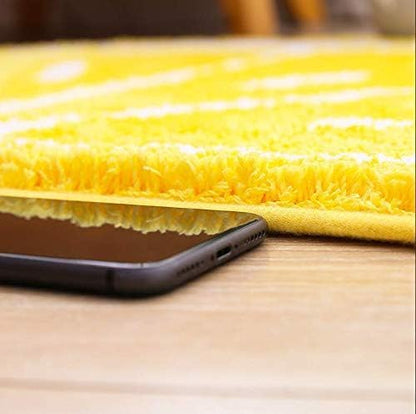 HYST Non-Slip Lemon Bath Rug Super Absorbent Machine Washable - color: Yellow, size: 1'8" x 2'8" (Semicircular)