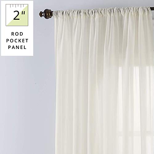 SmartSheer Thermoregulating Semi-Sheer Curtains – Energy-Saving Privacy Panels with UV Light Deflection, Heat & Cold Insulation (Ivory, 63L x 59W, Single Panel) - color: Ivory