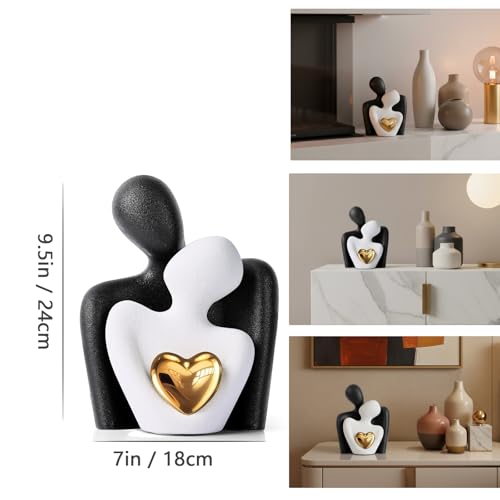 Mini Couple Statue Tv Stand Decor Items for Living Room Home Decor,Bedroom Decor for Couples Sculpture for Anniversary Wedding,Love Gifts for Couples 2026,Knick Knacks for Shelve (Black White, 9.4in) - color: Black White, size: 9.4in