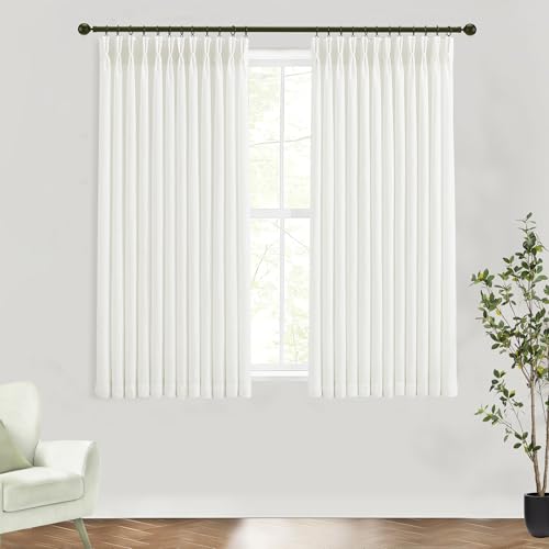 Cream Linen Curtains 72 inch Length Pinch Pleat for Living Room Natural Ivory Light Filtering Privacy Cottage Window Drapes Track System Back Tab Hanging 2 Panels Set - color: Cream, size: 40"W x 72"L (Pack of 2)