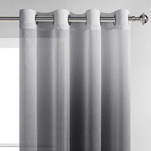 DWCN Black Ombre Sheer Curtains 63 Inches Long for Living Room 2 Panels Set - color: Black, size: 52"W x 63"L (Pack of 2)