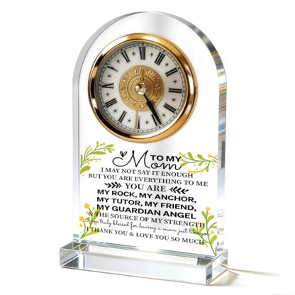 WKYAER Acrylic Desk Clock for Mom, Sentimental Keepsake with Heartfelt Message, My Rock, My Guardian Angel, Family Appreciation Gift, Mother's Day Birthday Gifts, 4.3 x 7.8 in - color: Gift 09