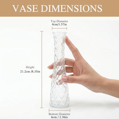 12 Pack Glass Bud Vases, Assorted Textured Clear Flower Vases Bulk - color: Clear