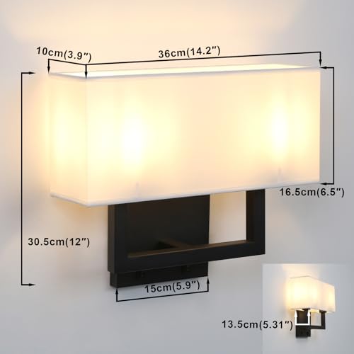 Yosoan Indoor Bedside Wall Sconce with On Off Switch - color: Black, size: 1-Pack