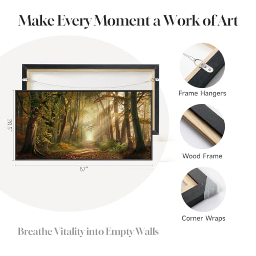 Large Framed Fall Forest Landscape Wall Art for Living Room, 60x30 Inch - color: Brown