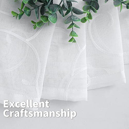BGment White Sheer Curtains 84 Inches Long Living Room 2 Panels - color: White-cirrus, size: 52"W x 84"L (Pack of 2)