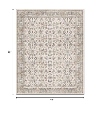 Washable 4x6 Rug, Distress Non-Slip Area Rugs, Cream/Light Blue - color: Cream/Light Blue, size: 4' x 6' (Rectangular)