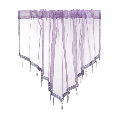 uxcell Window Valance, 51x24 Beaded Sheer Valance Curtains Light Purple - color: Light Purple