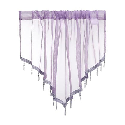 uxcell Window Valance, 51x24 Beaded Sheer Valance Curtains Light Purple - color: Light Purple
