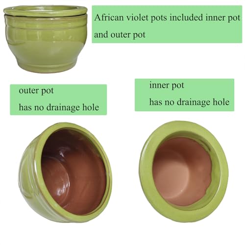 African Violet Pots Self Watering Green 6 inch - color: Green