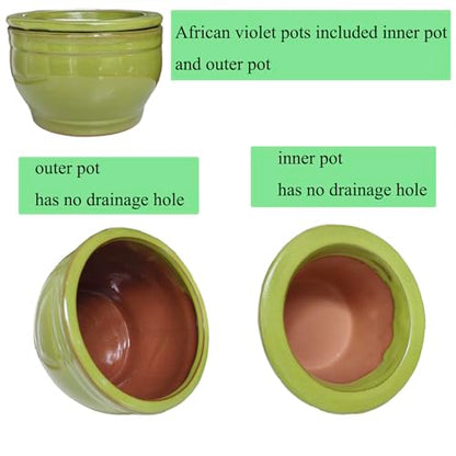 African Violet Pots Self Watering Green 6 inch - color: Green