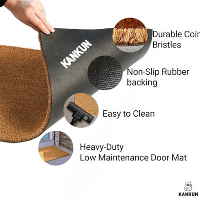 KANKUN Coco Coir Door Mat with Heavy Duty Backing, Welcome Doormat (17" x 30"), Doormat Entrance (Welcome2-1Pack) - color: Welcome2 - 1pack