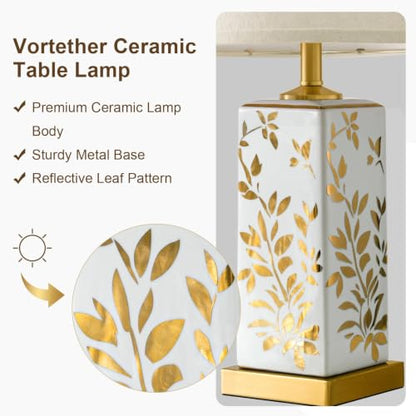 24" Chinoiserie Lamps Set of 2, Ceramic Table Lamps for Bedside - color: 24.25" - Gold