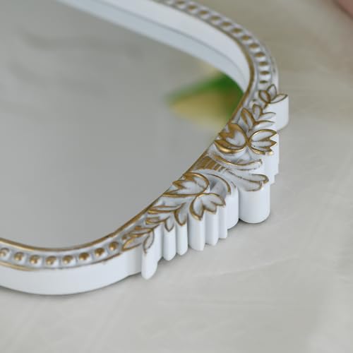Gold Plastic Arched Makeup Mirror (White-2PACK, 10.6" L x 8.3" W) - color: White-2pack