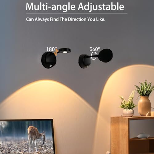 Rechargeable Wireless Motion Sensor Picture Light with 7-Color - color: Black