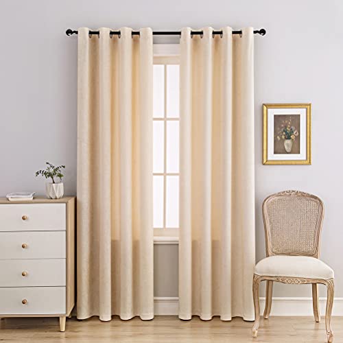 ELKCA Beige Double-Sided Chenille Curtains for Living Room Modern Window Treatment for Bedroom Curtain,Grommet Top,2 Panels (Beige, 52" W x 104" L) - color: Beige, size: 52"W x 104"L (Pack of 2)